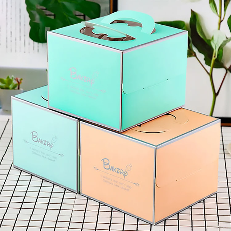 Y37 Wholesale 4/6/8/10/12 inch portable dessert box gift bakery cake packaging boxes with handle custom cake paper box