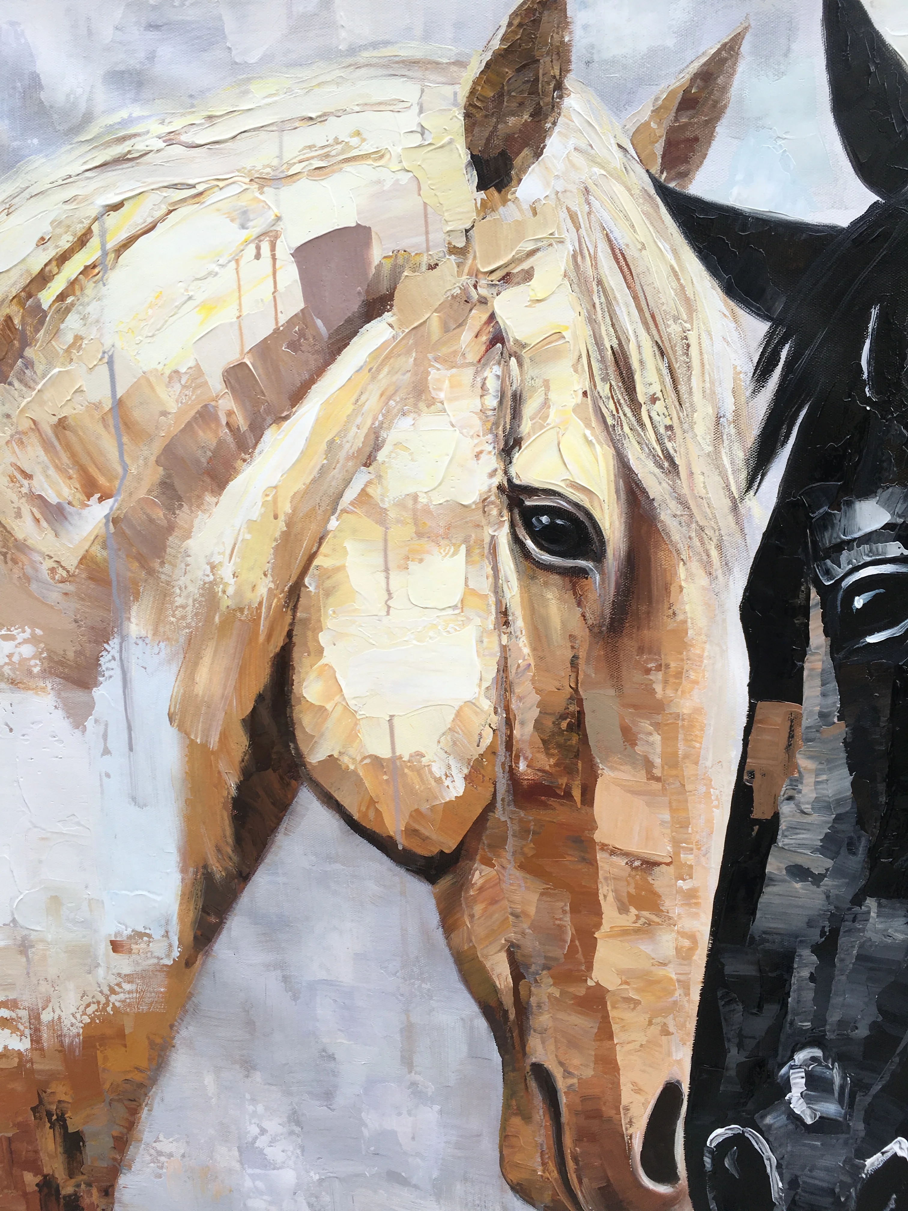 Horses in Love 100% Handmade Textured Abstract Oil Painting Acrylic Painting Wall Decor Living Room Office Wall Art