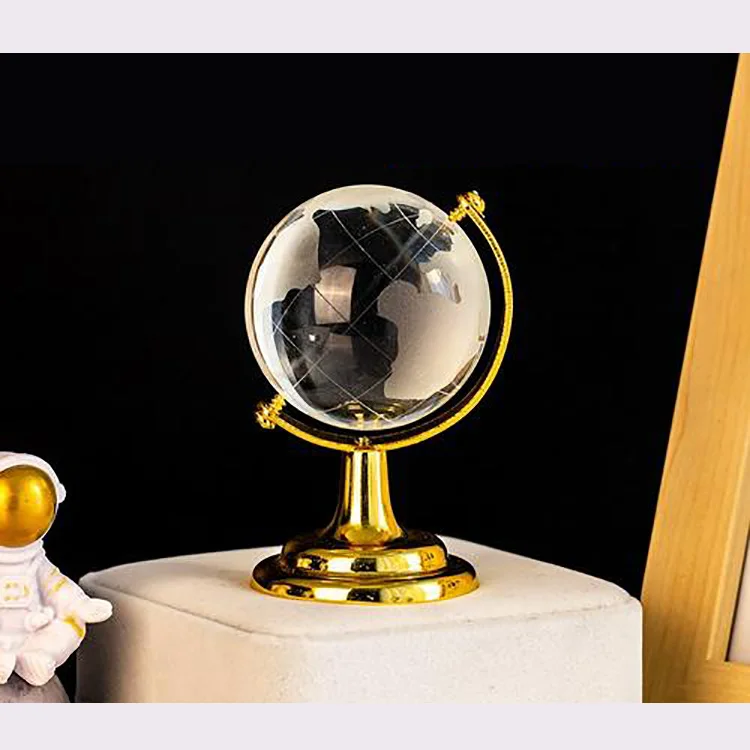 Wholesale Small Crystal Etched Earth World Globe Ball Custom Glass Crystal Globe For Wedding Party Favors