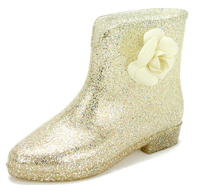 Customized Rubber Clear Waterproof  PVC natural rubber safety Rain Boots for women