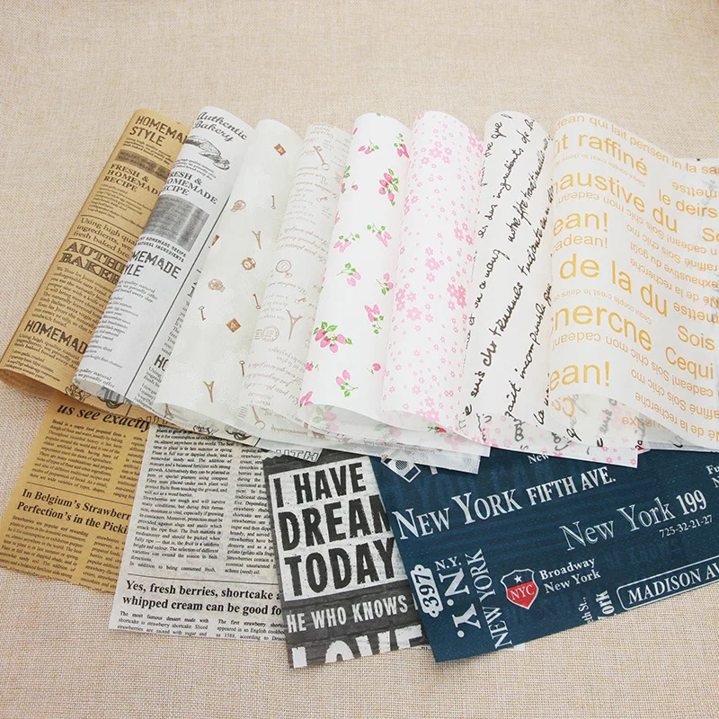 Food wrapping use greaseproof printed baking paper for fast restaurant