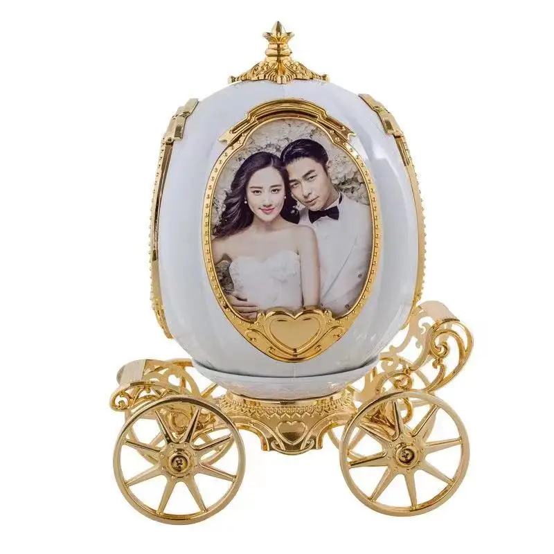 golden pumpkin carriage music box picture frame plastic photo frame gifts
