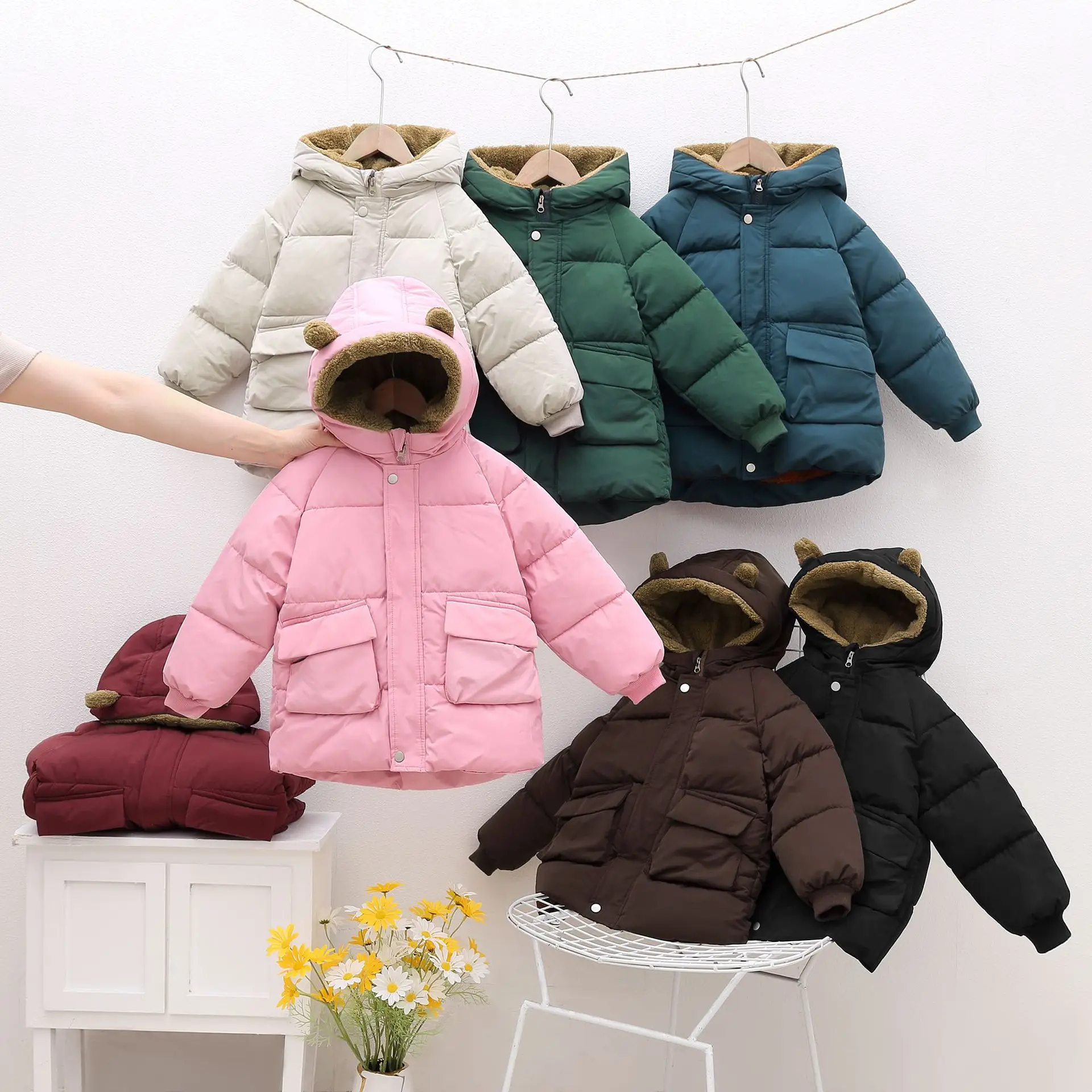 2024 Newest Winter Autumn Kids Warm Jackets Fleece Thickening Cartoon Cute Casual Baby Down Coat
