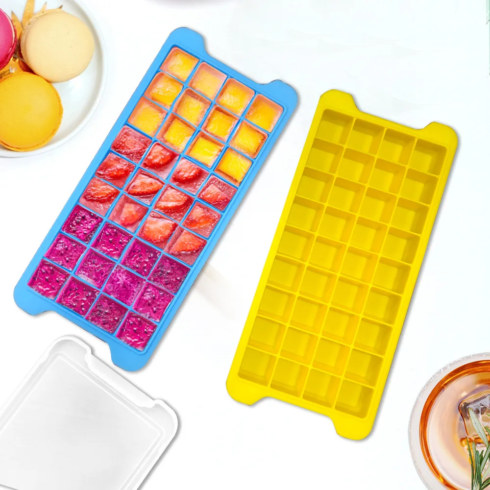 36 Cavities Cocktail Whiskey Chocolate Stackable Easy Release Silicone Ice Cube Tray Molds With Covers