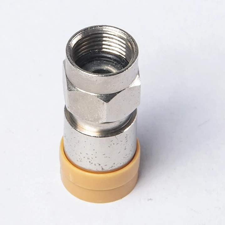 Supplier 50 ohms male plug crimp plated nickel straight for rf cable assembly RF coaxial F connector