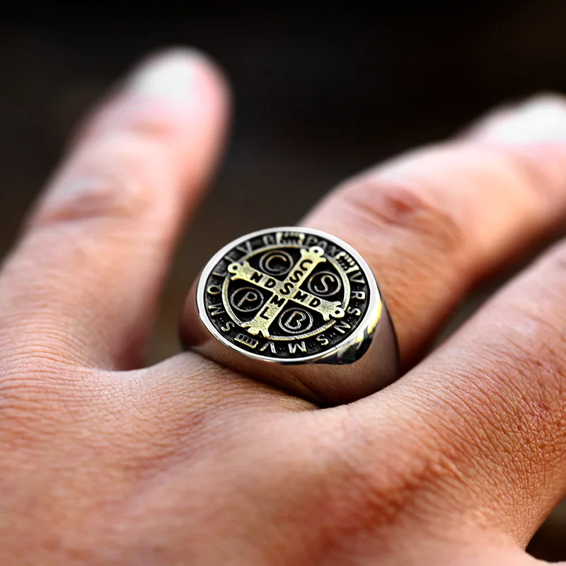 SS8-850R Steel Soldier Hot Sale Gold Silver Plated Punk Stainless Steel Cross Rings For Men Jewelry