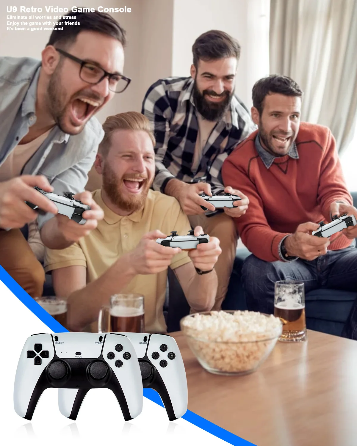 New U9 wireless 2.4G HD arcade PSP home TV mini classic retro video game console PS5 controller games console