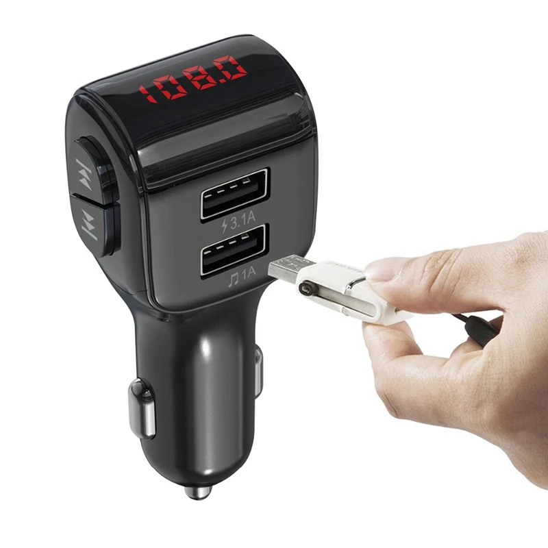 FM transmitter, in car BT, in car adapter with dual USB charging, in car charger, MP3 player with hands-free calling