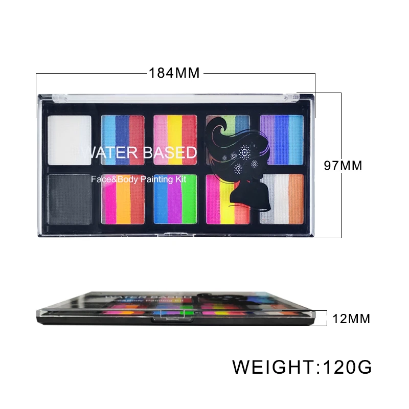 26 Color for Kid Set Army Kit Watercolor Stencil Magical Professional Liquid Paint Eye Private Label Face Paint Kit