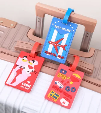 New creative PVC cartoon luggage tag suitcase identification tag soft silicone boarding pass cute gift PVC card luggage tag