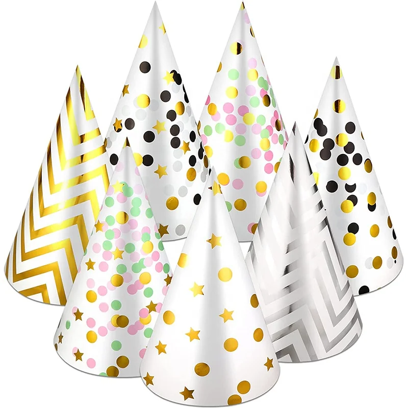 Party wholesale Favor Cone Hats Birthday Party Hats Fun Celebration Kit Gold Happy Birthday Cone Party Hats for Kids Birthday