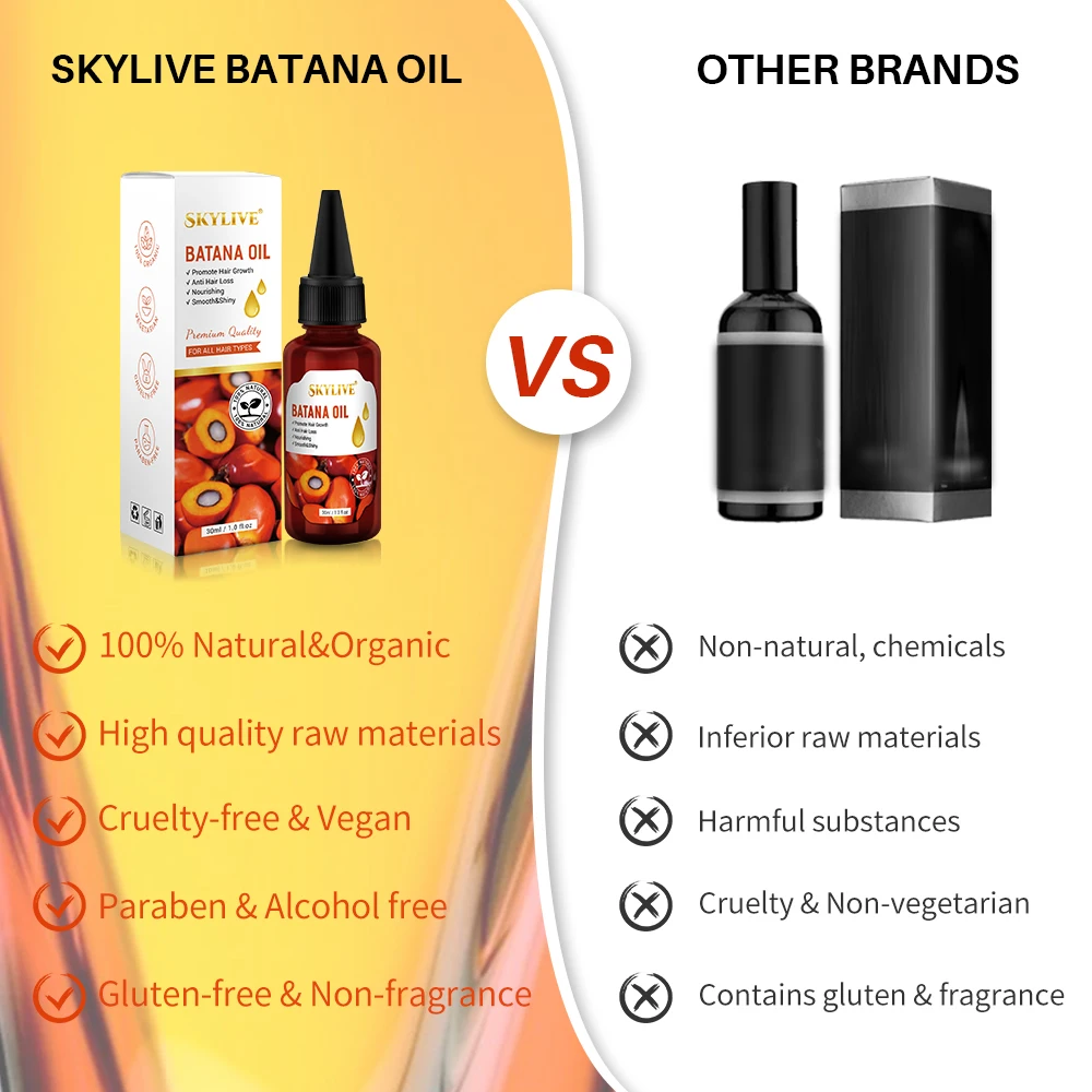 Hot New Product Organic 60ml 100% Raw Natural Batana Hair Oil Strengthen Hair Repair Damage Hair Eyelash Growth Batana Oil
