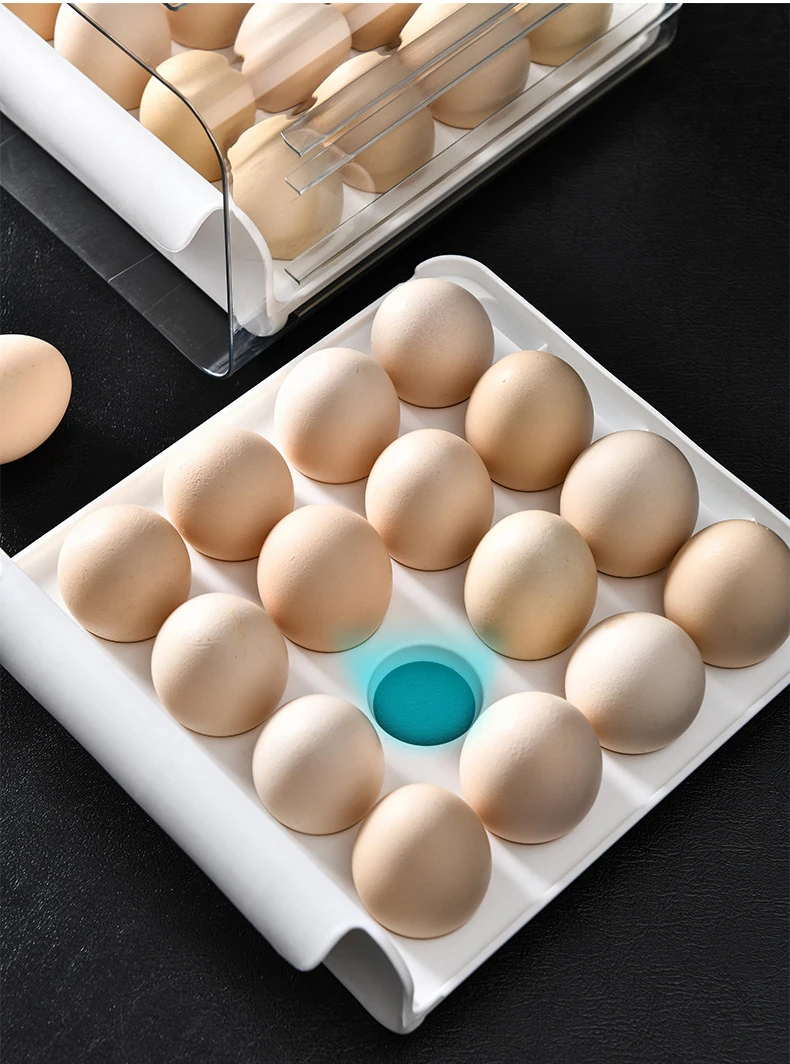 Transparent Refrigerator Egg Holder Kitchen Stackable Egg Storage Box Plastic Egg Trays With Lids