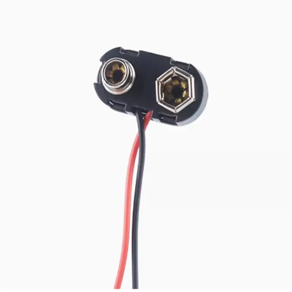 9V battery clip/9V battery clip with red and black wire ends stripped and tinned
