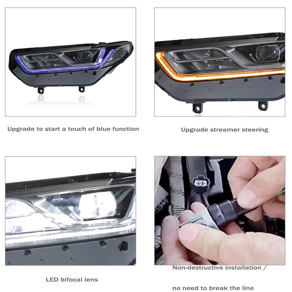 Suitable for Ford Taurus 15-18 full LED lens headlights modified high-fit assembly daytime running lights streamer turn signals