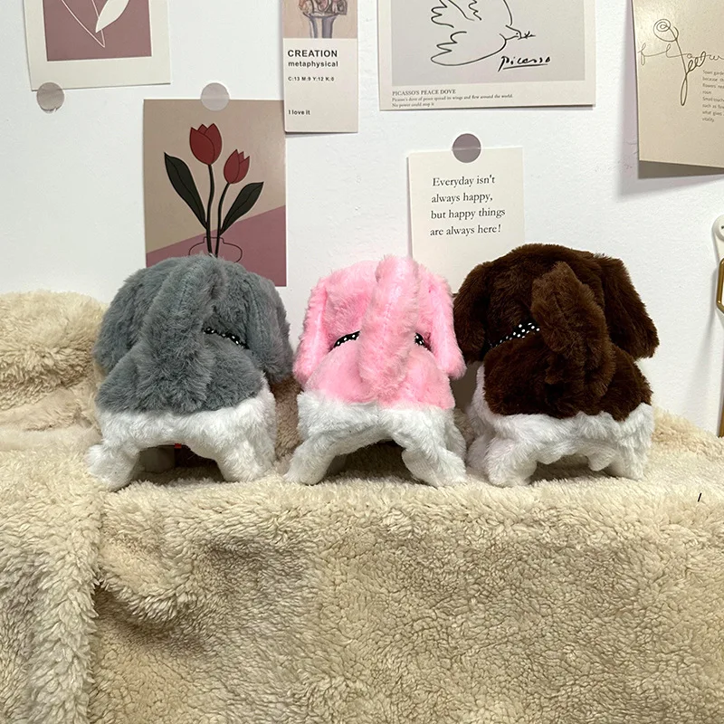 Wholesale Double Color Dog Plush Toys Electric Barking Move Forward Backward Walking Dog Plush Toy