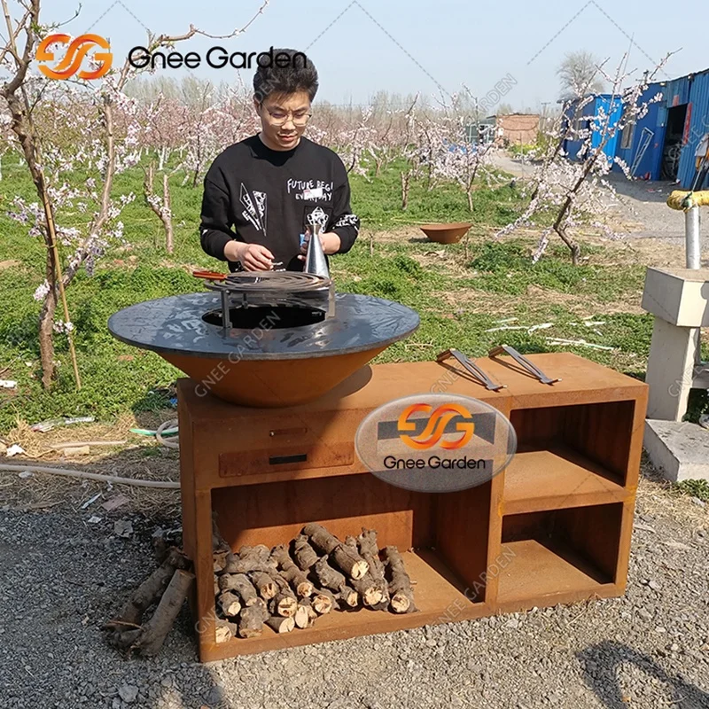 outdoor corten steel bbq grill bbq corten steel barbecue corten steel fire pit bbq