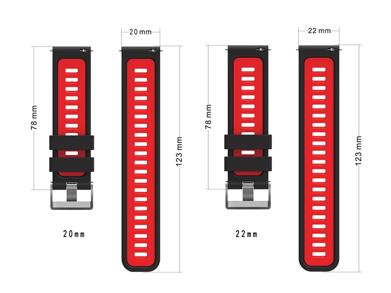 22mm 20mm Smartwatch Soft Silicone Two-colors Sport Strap Wristband Quick Release Watch Band For Huawei GT3 GT 3 GT2