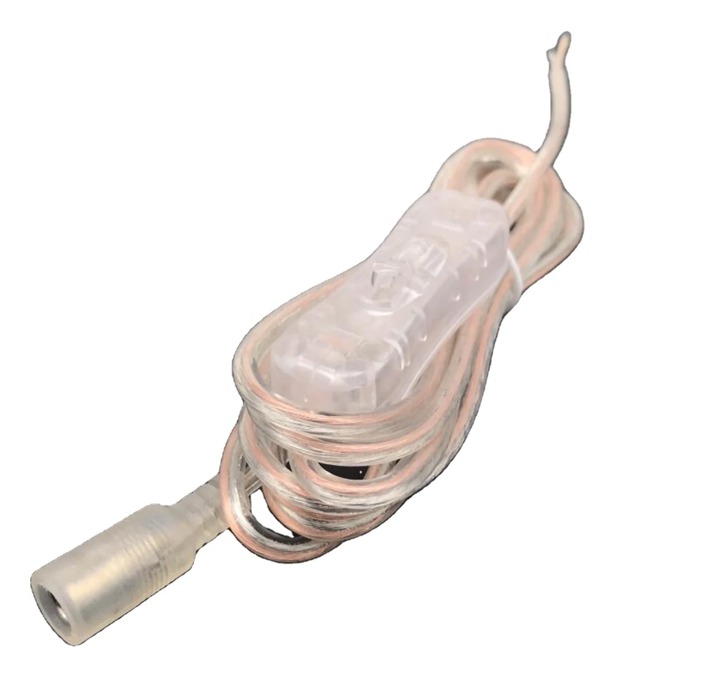 6/8/12mm transparent wire neon light switch with cable,  2 meters neon wire transparent wire with DC socket and switch