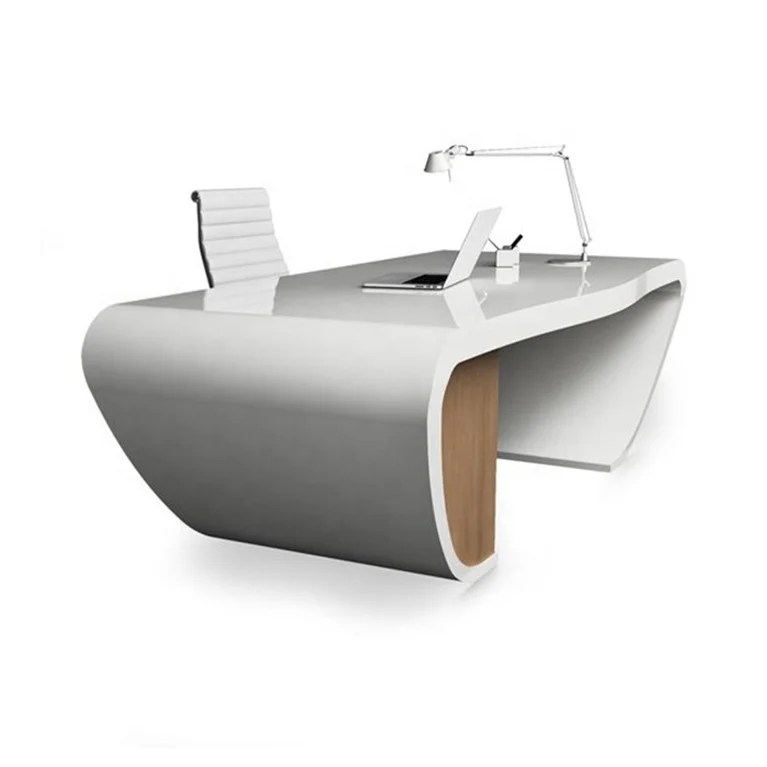 L Shape Desk Furniture Executive Office Desk Unique Artifical Stone Boss Computer Table design