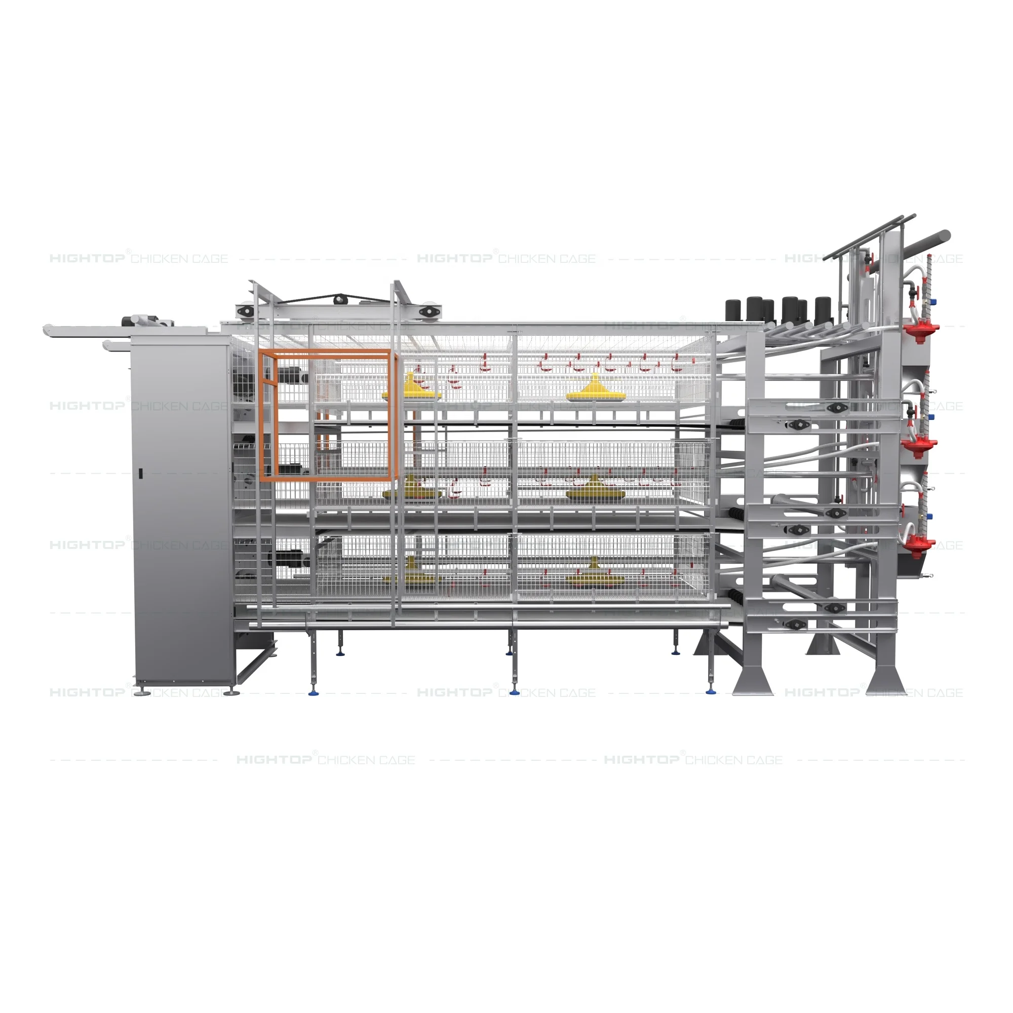Chain Type H Shape Automatic Harvesting Poultry Farm Easy Cleaning Galvanized Steel Chicken Net Broiler Cage for Chicken