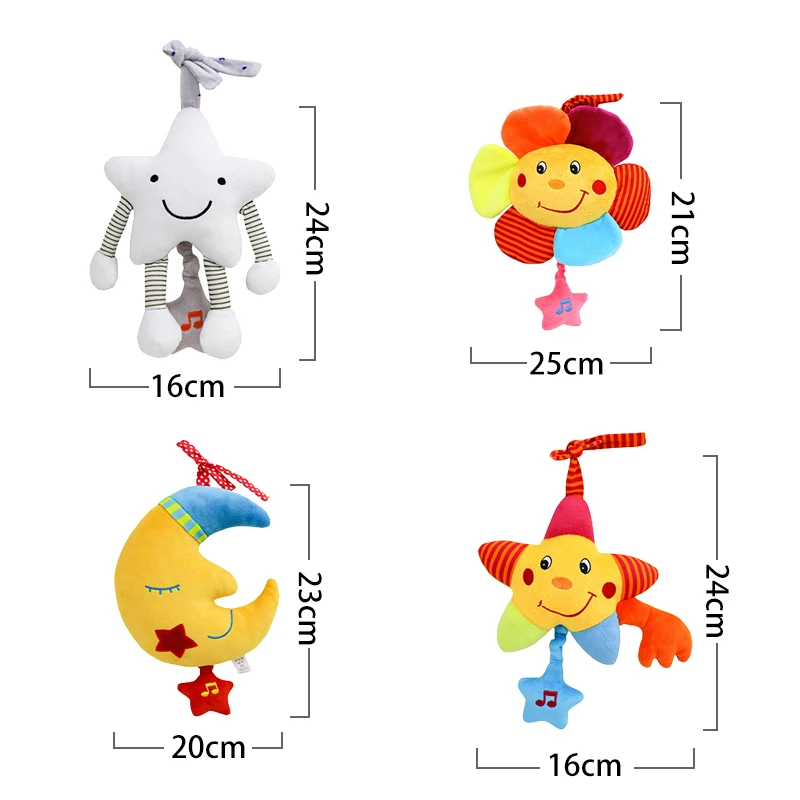 Sun Star Moon pull string music Stroller Crib hanging plush baby toys B113