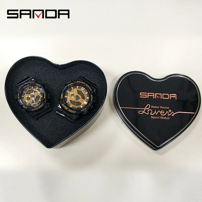 Роскошный брендовый держатель для часов SANDA влюбленных подарочная упаковка металлический корпус в форме сердца пар наручных коробка-Органайзер