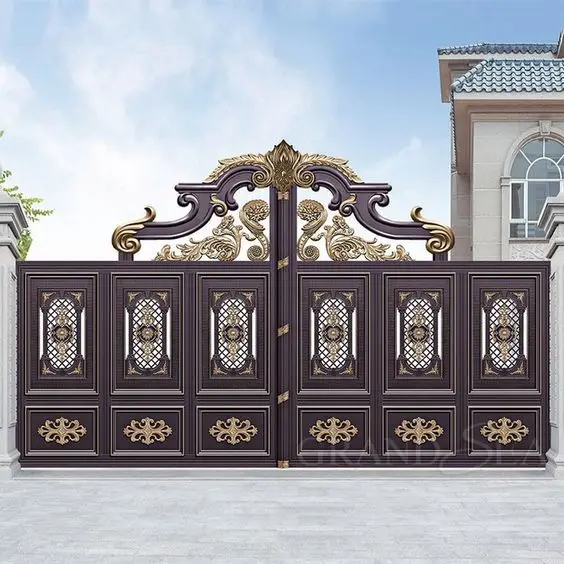 European style cast Villa doors electric garden aluminium courtyard automatic system sliding driveway gate