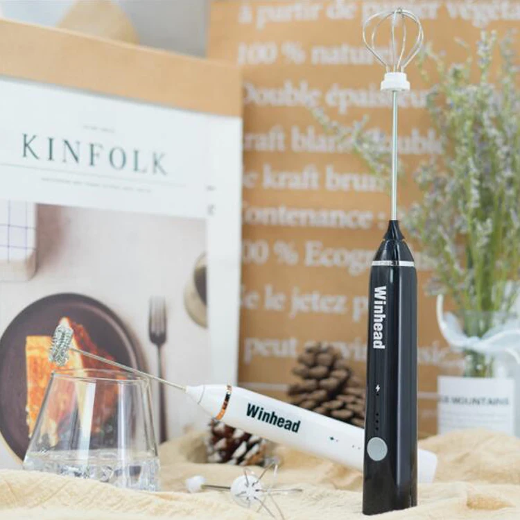 USB Rechargeable Milk Frother Electric Handheld Foam Whisk Electric Coffee Beater