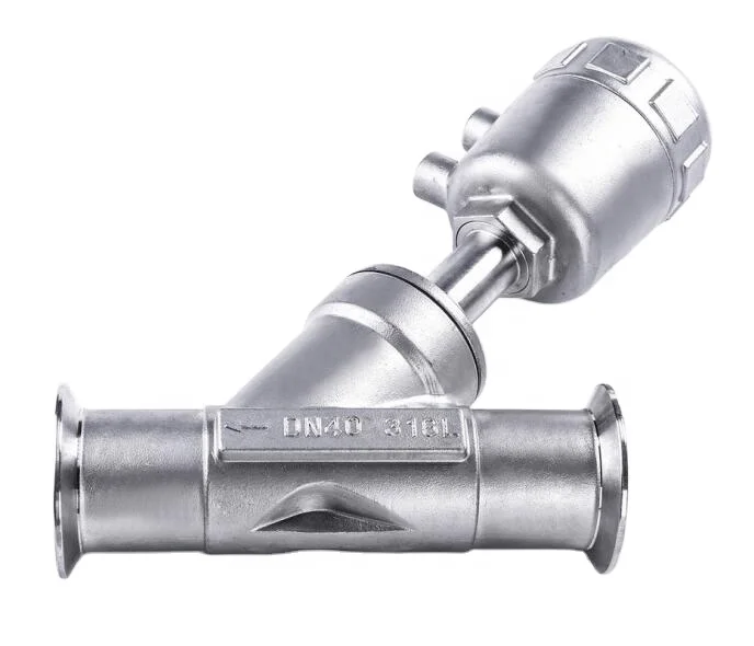 Angle Seat Valve 2/2 Way Piston Air Control Double Acting Single acting SS316 SS304 material PN16 PN25 fast installation type