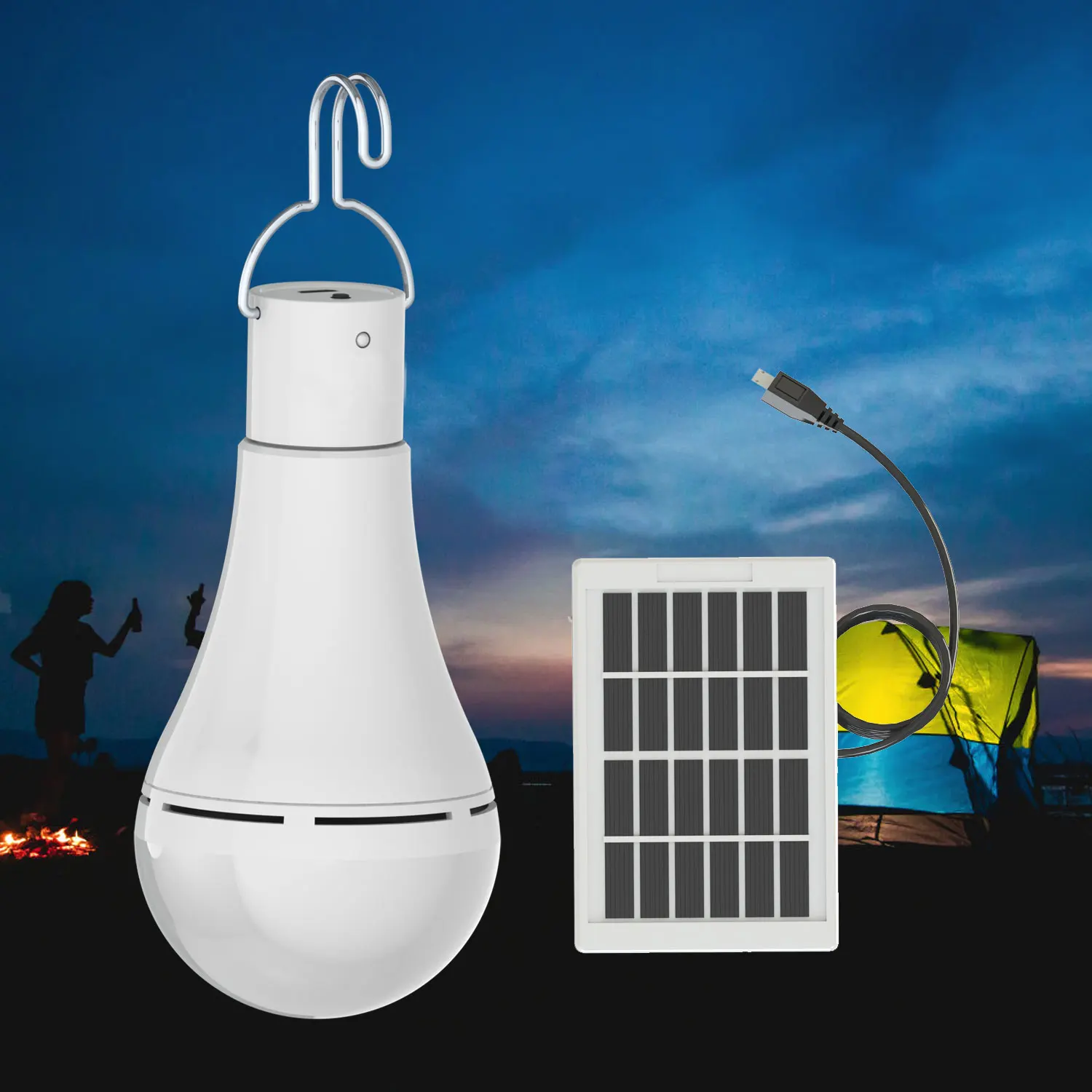 Solar Remote Light, 9W Solar Light Bulb Flashlight Portable Camping Lights Rechargeable Solar Lamp with Remote Control USB Charg
