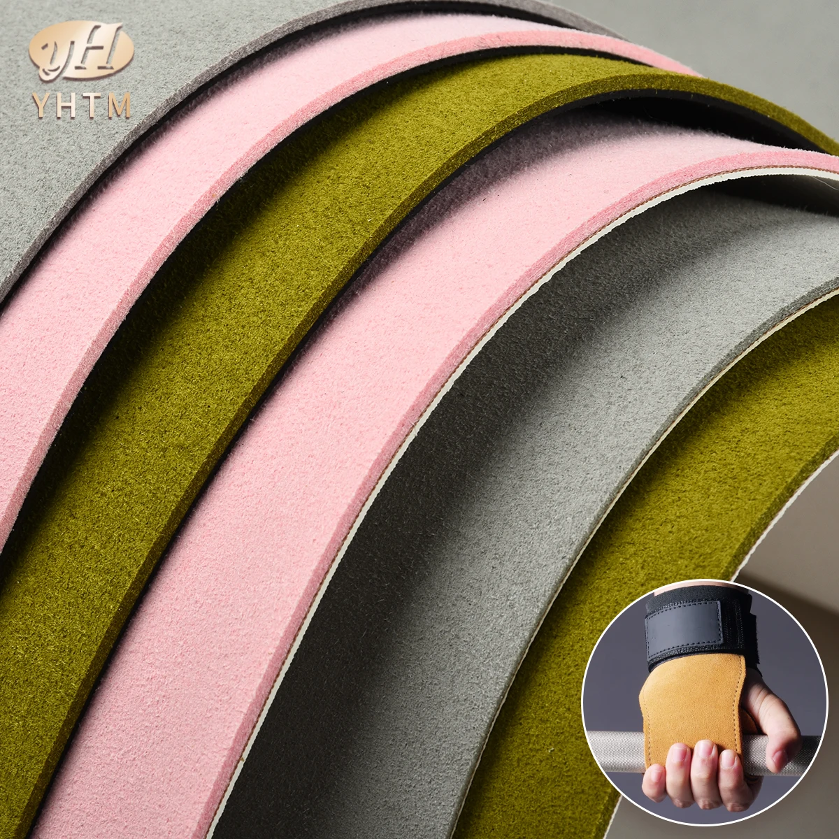 Suede Hypalon non-slip rubber microfiber composite pull-up grip with lifting gloves fitness sports protective material