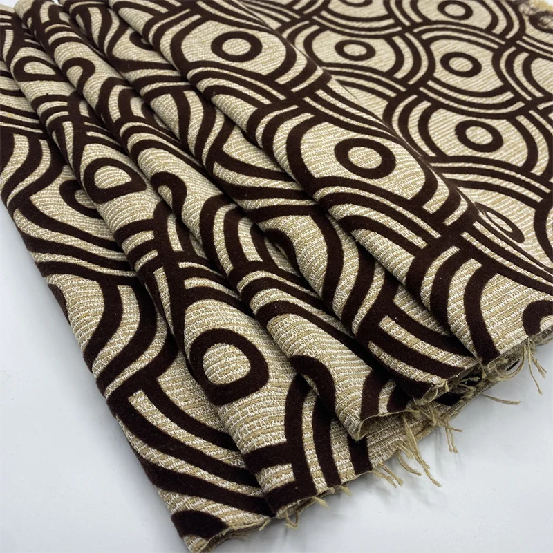 Shrink resistant linen look damask flocking sofa cover fabric