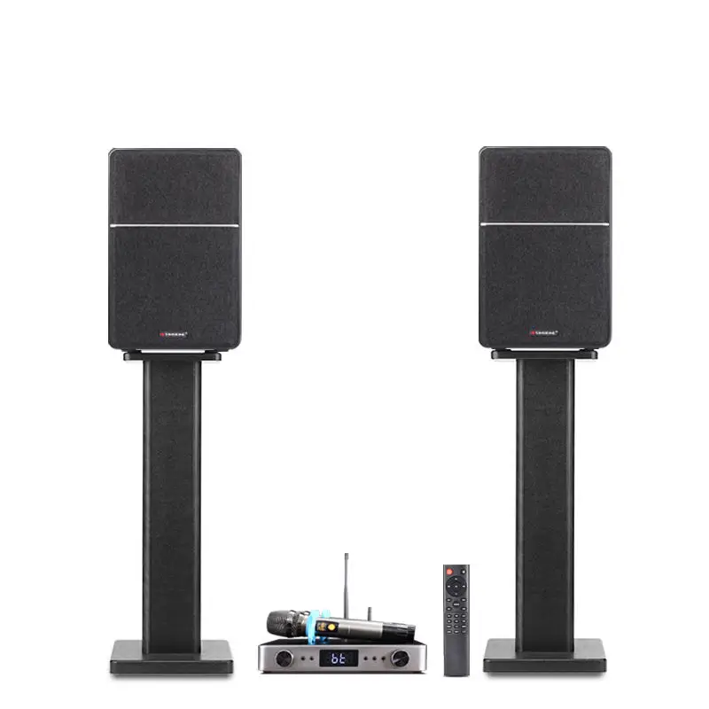 Vofull HIFI Bookshelf Speakers System 8 Inch Woofer Bookshelf Speakers Wooden Box Bookshelf Speakers Stand