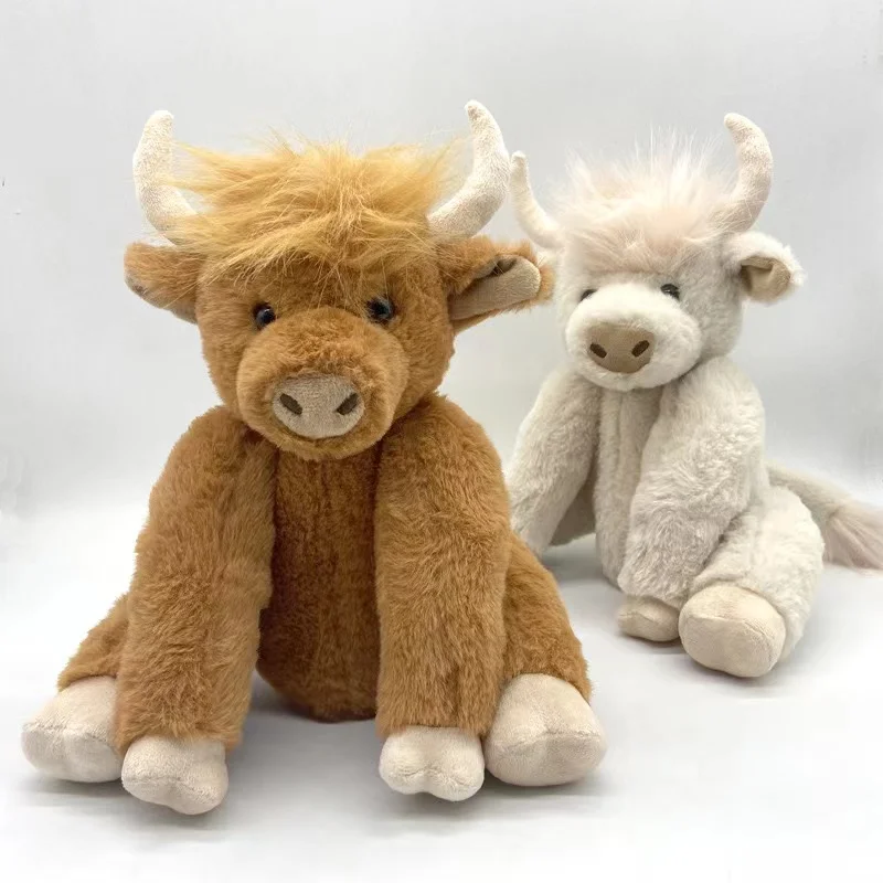 Simulation Highland Cow Plush Toys Scottish Highland Cattle Joint Activity Doll Long Hair Vocal Yak Plush Highland Cow Toys