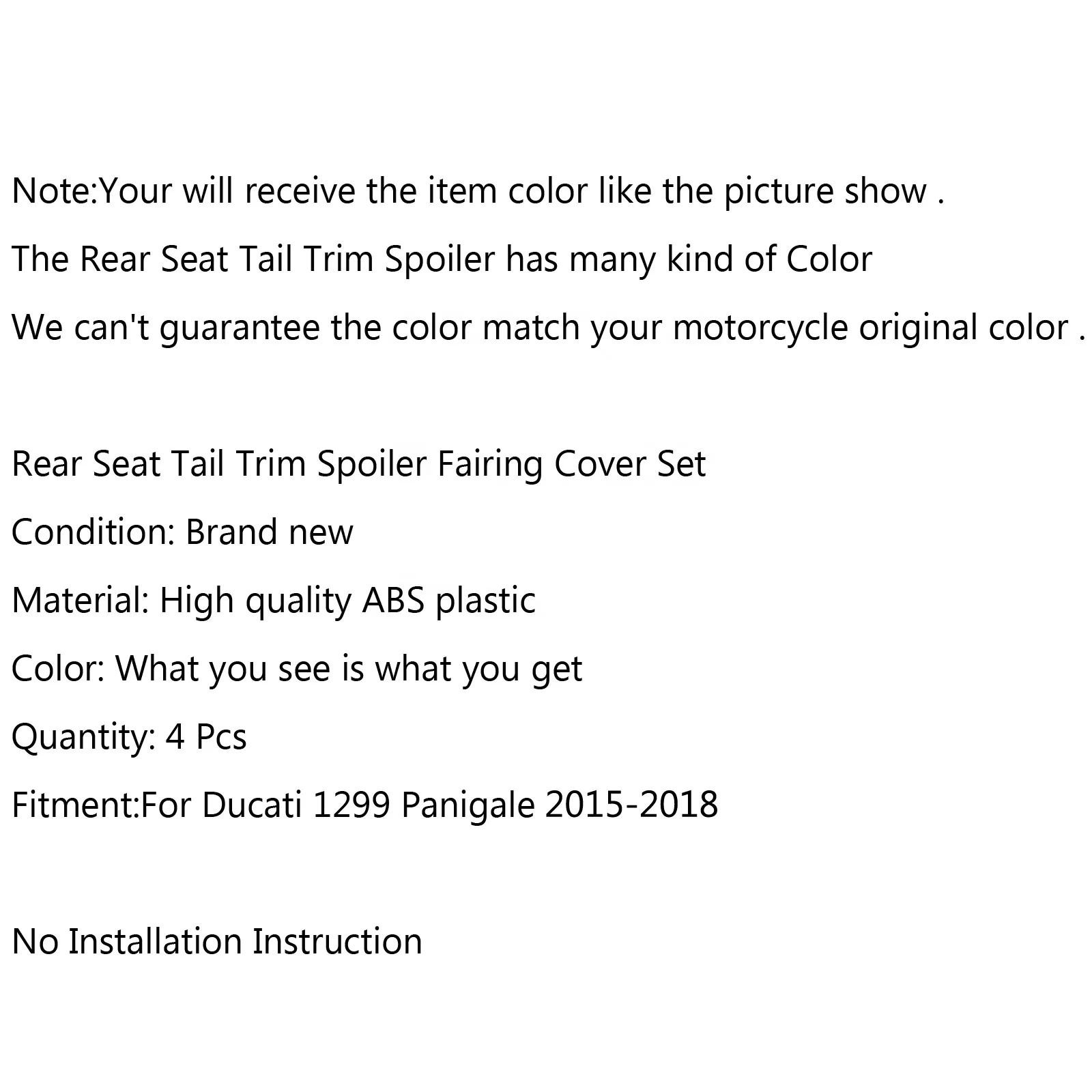Free Shipping Red Single-seater Cover Set Trim Fairing Seat Cowl For Ducati 959 1299 Panigale