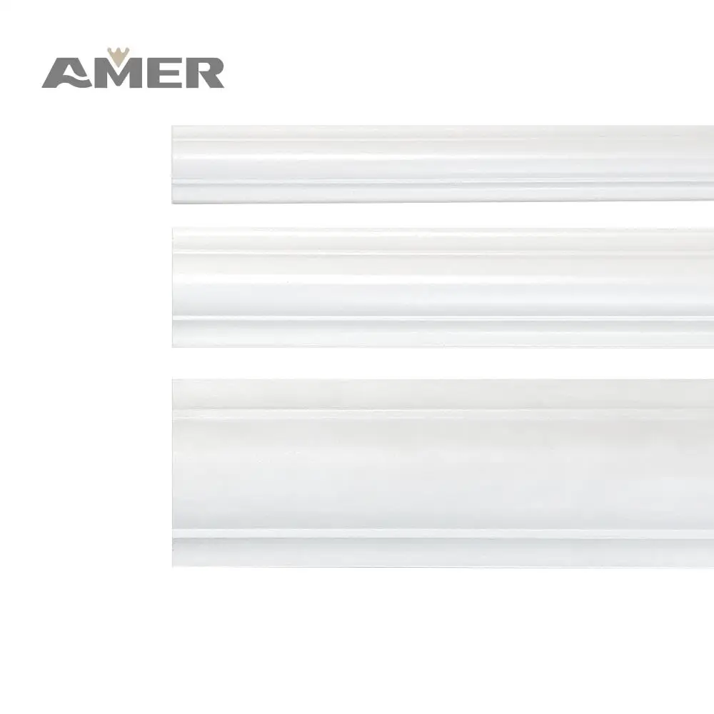 Amer Decorative Plastic Waterproof Flexible Trim Wall Panel White Moulding Quick Install Edge Line Chair Rail HomeDIY
