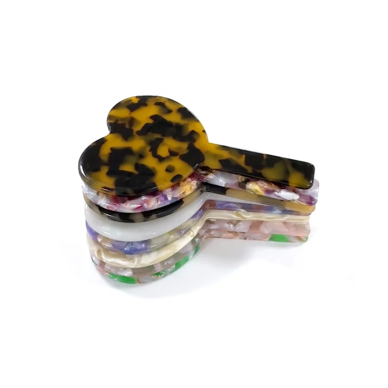 New Women Girls Handle Makeup Mirrors Retro Love Heart Cute Portable Cellulose Acetate Pocket Handheld Cosmetic Mirror