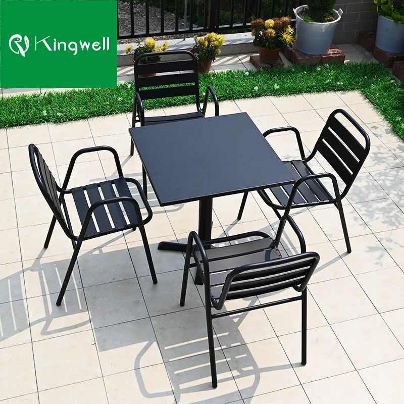 Full Aluminum Hotel Chairs Table For Pizza Shop Outdoor Patio Dining Tables And Chair Sets Modern