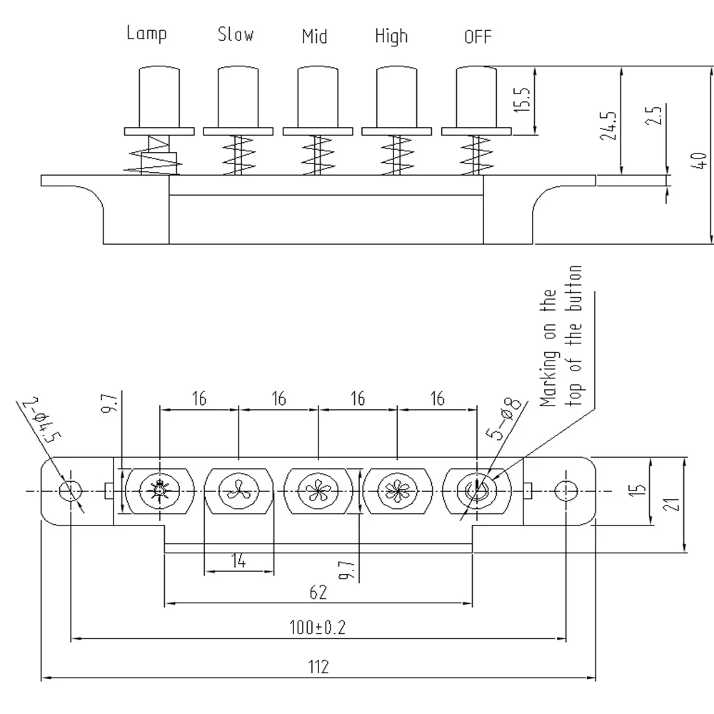 Electronic Components controller for kitchen hood range hood Piano switch Kitchen exhaust range hood switch