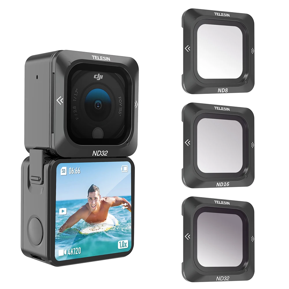 Аксессуары для экшн-камеры TELESIN Магнитный 3-Pack ND8/16/32 ND фильтр для объектива для камеры DJI Action 2
