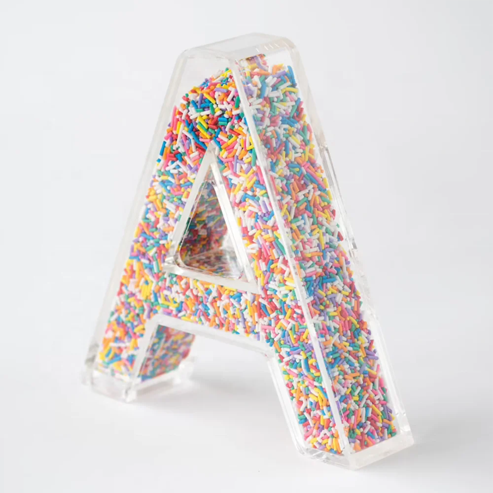 Wholesale Hollow Refillable Acrylic Alphabet Letter 3d Celar Candy Acrylic Fillable Letter