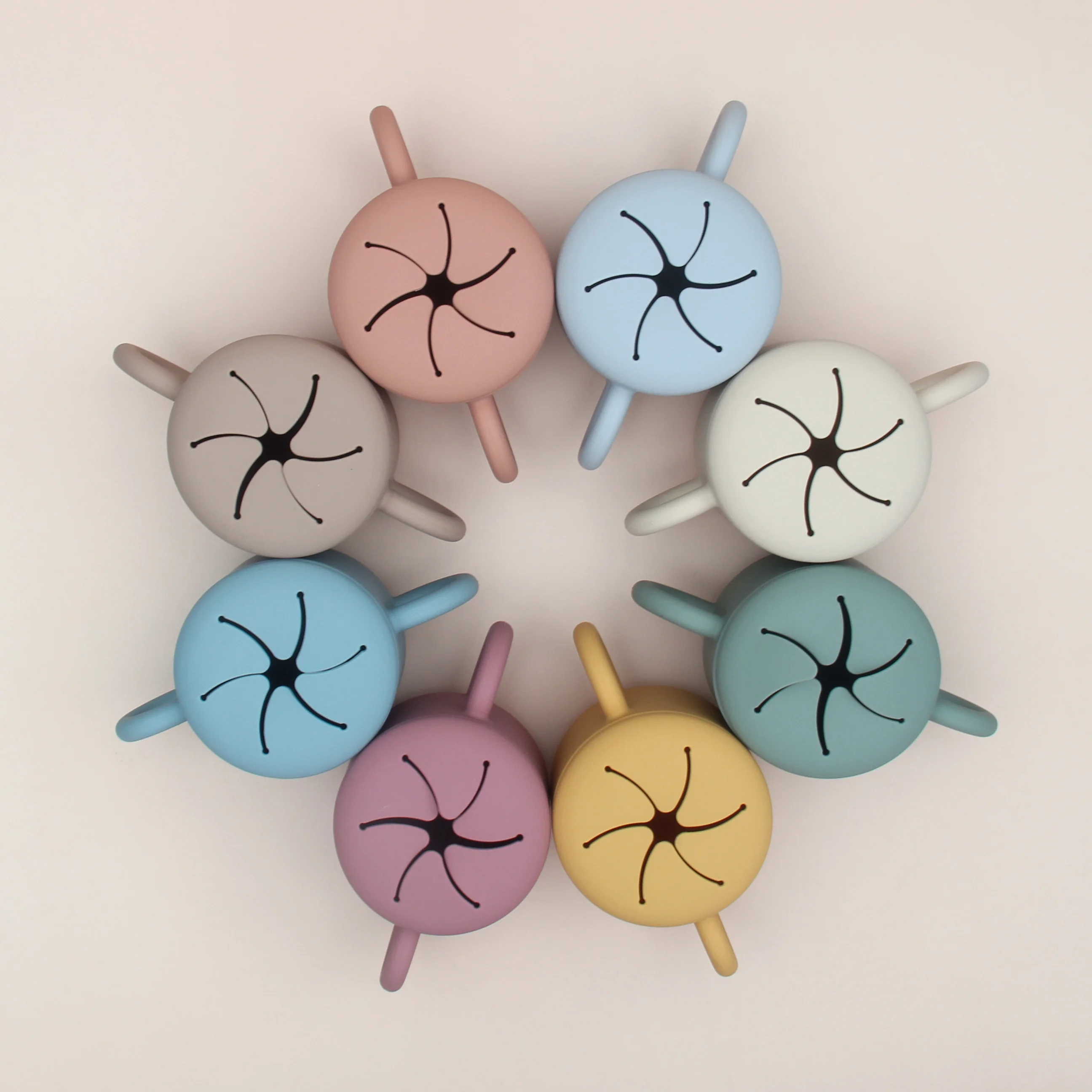 Low MOQ BPA Free Spill Proof Non-Toxic Snack Cup Silicone, Kids Snack Cup Baby, Toddler Silicone Snack Cup with Lid