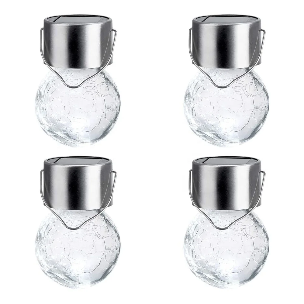 Ningbo Wholesale Waterproof Outdoor Multi Color RGB Ice Cracked Glass Lampshade Landscape LED Solar Garden Decoration Light