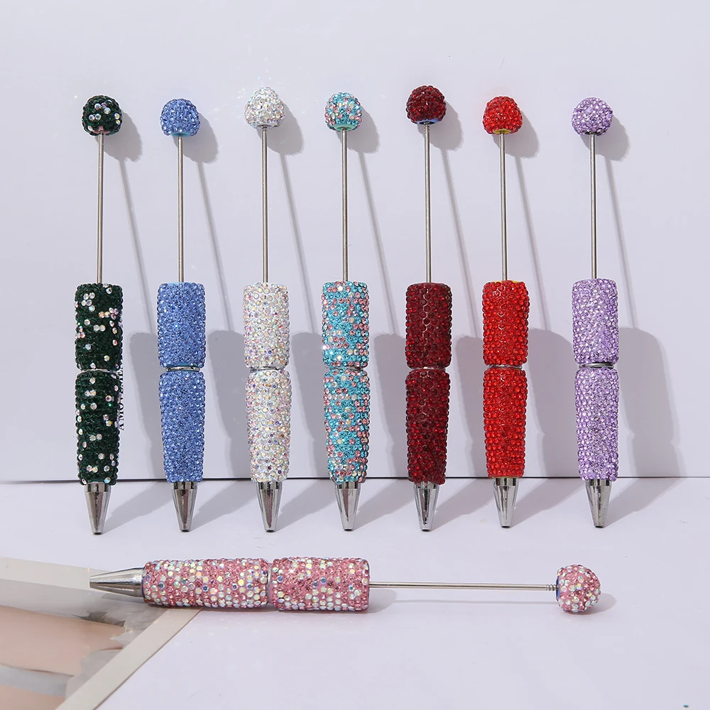 Wholesale New Creative Diy Full Diamond Bead Pen Diy Accessories Beads Pen Factory Direct Sales Ballpoint Pen Tiktok Hot
