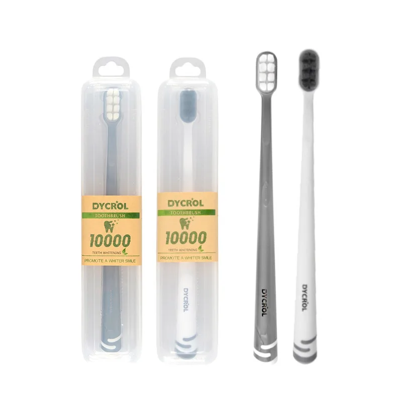 DYCROL New Design 10000 Nano Bristles Micro Fiber Charcoal Soft Toothbrush With Customized Packing For Adult Sensitive