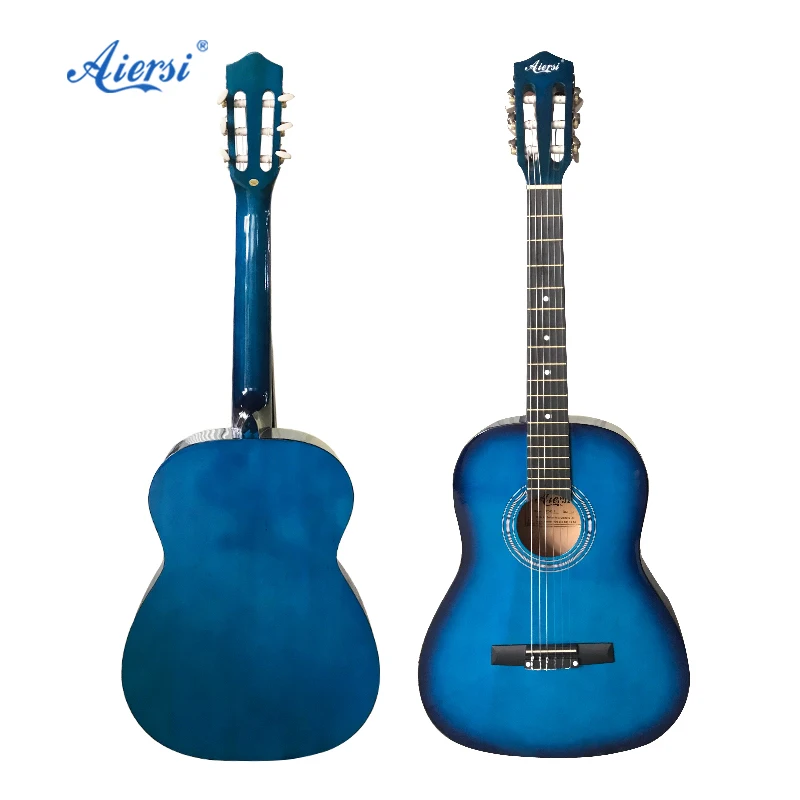 Chinese Aiersi brand low price various colour 6 string classic guitar with chrome machine head for beginners and students