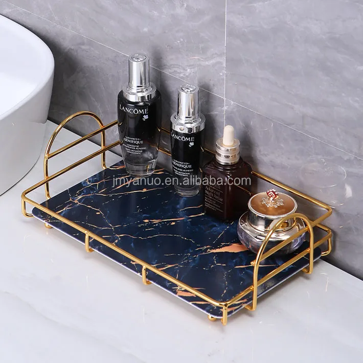 Bathroom Rectangle Rack 2 Tier Desktop Cosmetics Skin Care Products Shelf Makeup Brush Storage Box Display