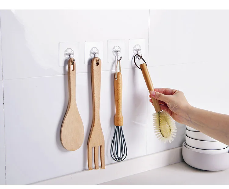 Brand New Transparent Reusable Seamless Wall Hooks Waterproof Oil Proof Heavy Duty Self Adhesive Hanger for Bathroom Kitchen