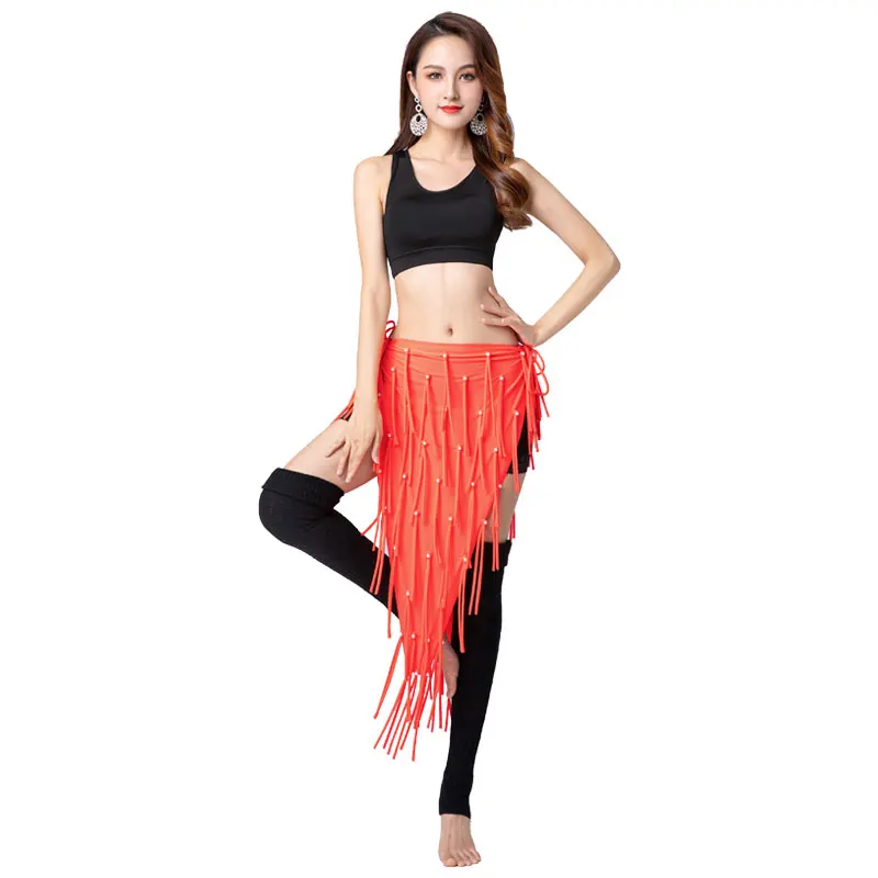 wholesale Pop performance hip scarf fringe belly dance stretch hip scarf skirt